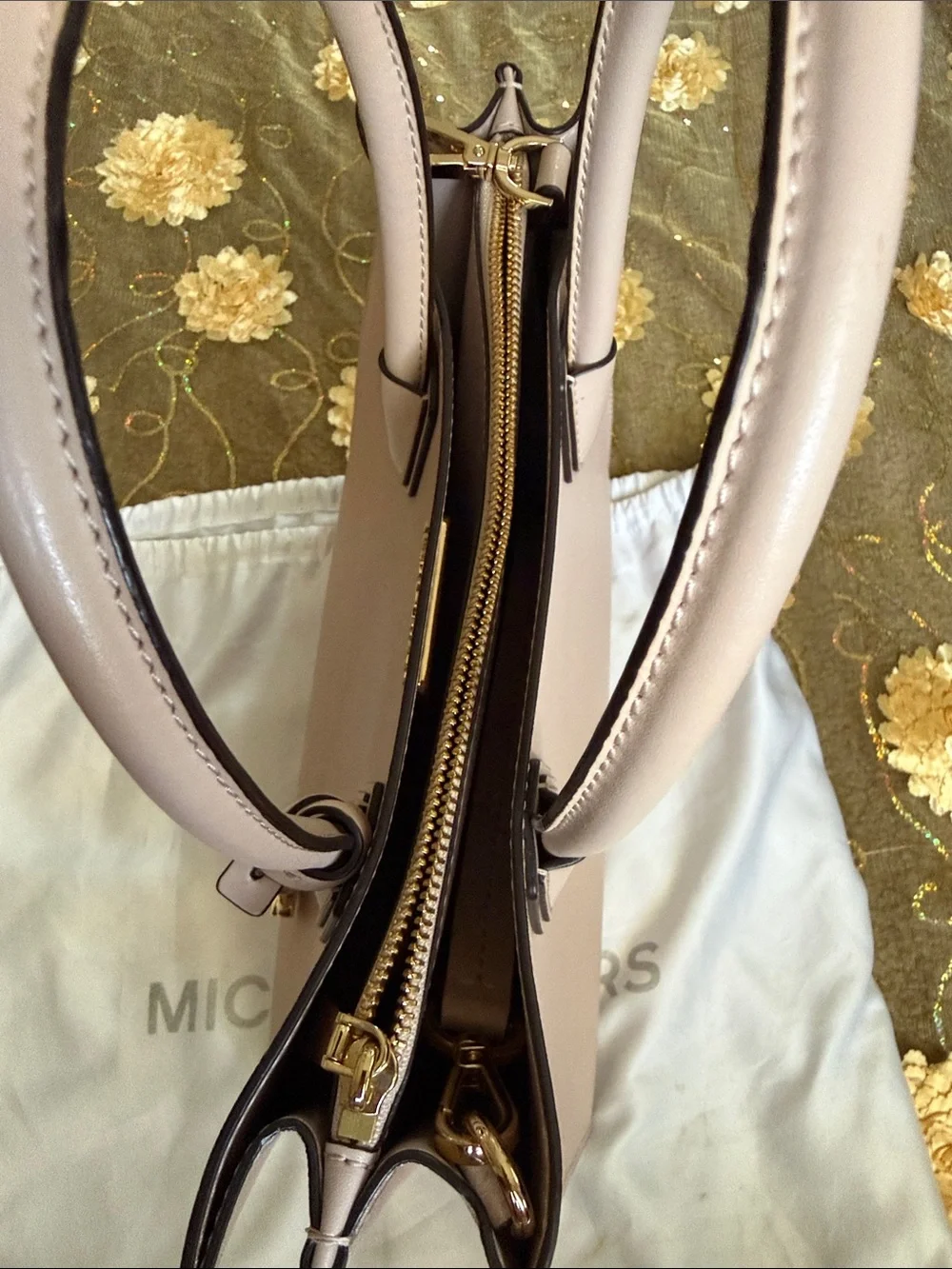 Michael Kors Light Pink Saffiano Leather Tote with Gold Hardware